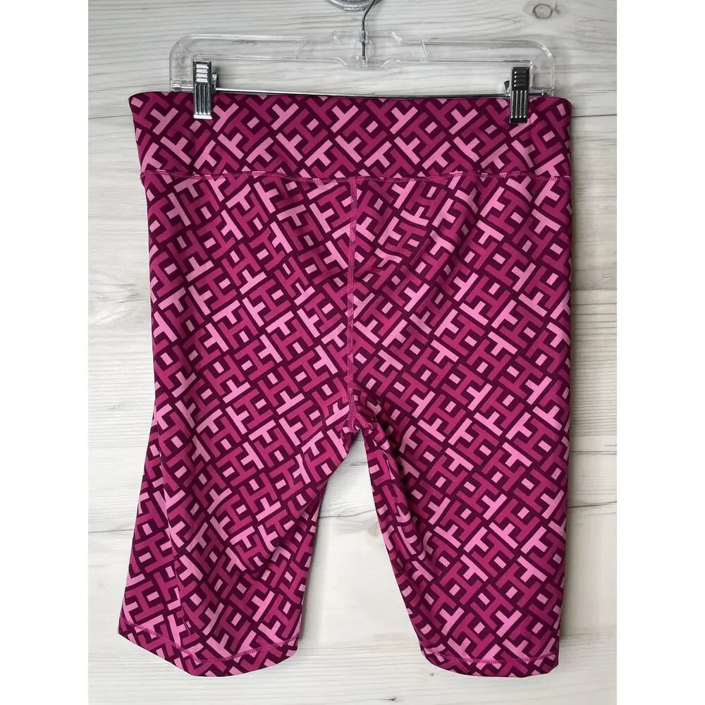 Tommy Hilfiger Sport Bike Shorts Womens XL Pink Purple‎ Geometric Pattern Gym